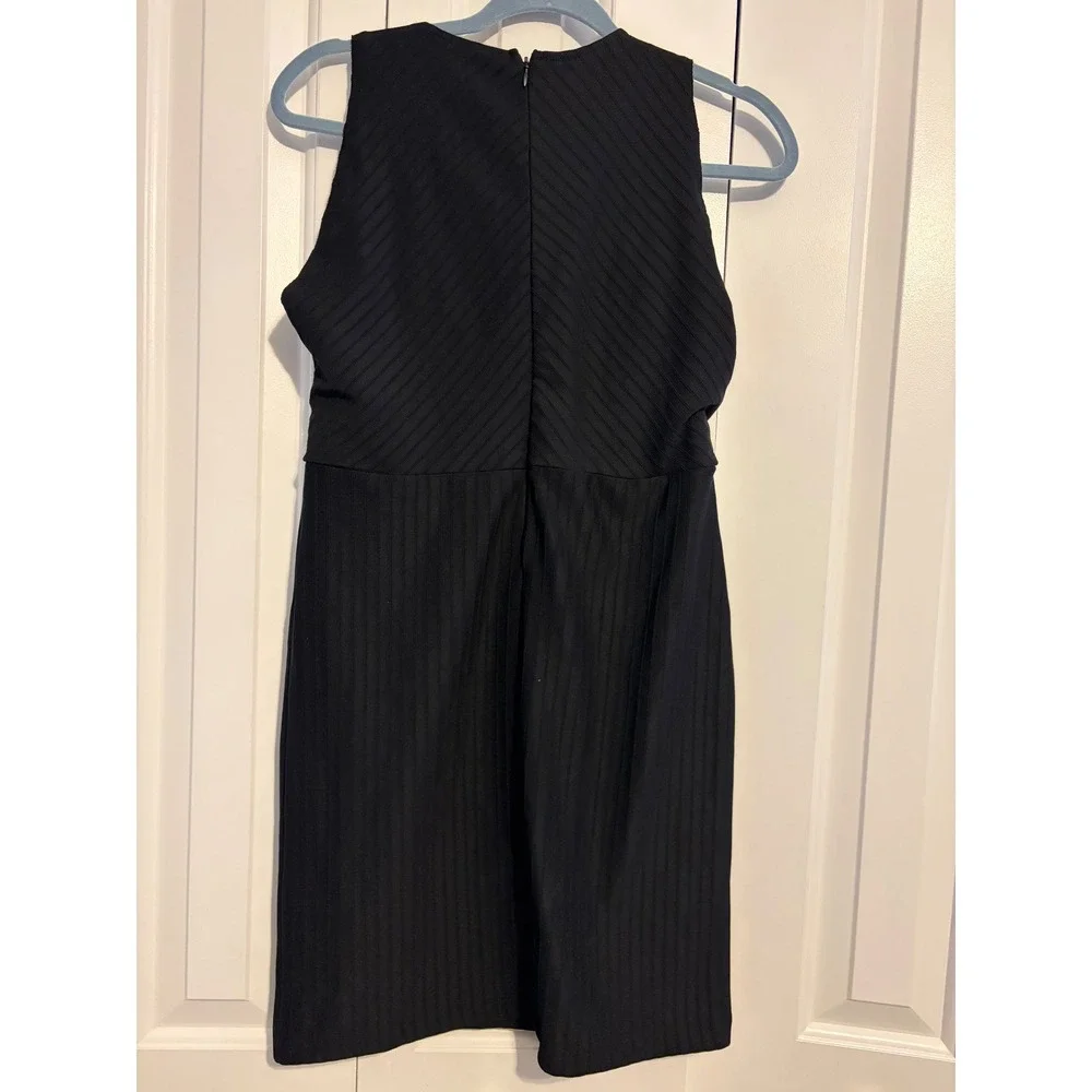 Zara Dress Ribbed Mini Black Sleeveless High Neck L Large Contemporary‎ Chic
